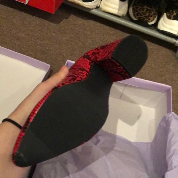 Red Python booties with block heel - Picture 2 of 3